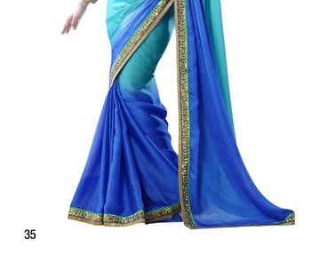 Blue woven crepe saree with blouse 2