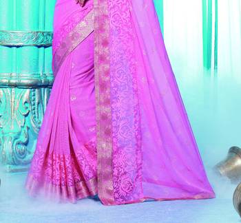 Purple printed georgette saree with blouse 2