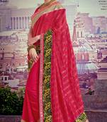 Magenta woven crepe saree with blouse