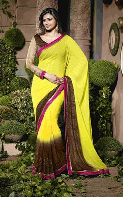 Brown woven crepe saree with blouse 1