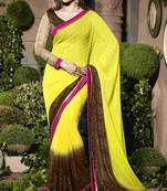 Brown woven crepe saree with blouse