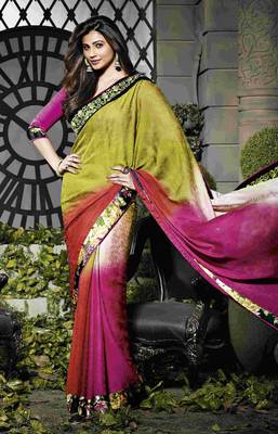 Purple woven crepe saree with blouse 1