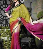 Purple woven crepe saree with blouse