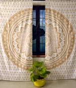 Indian gold ombre mandala curtain handmade include 2 panel set gold ombre mandala queen tapestry, drapes & valances