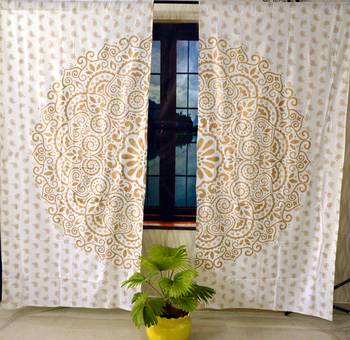 Gold ombre mandala indian curtain handmade include 2 panel set gold ombre mandala queen indian tapestry 1