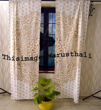 Gold ombre mandala indian curtain handmade include 2 panel set gold ombre mandala queen indian tapestry 3