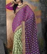 Purple woven georgette saree with blouse