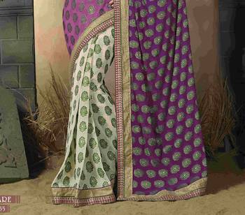 Purple woven georgette saree with blouse 2