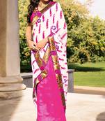 Magenta woven dupion silk saree with blouse