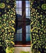 Green tree of life elephant curtain gyspy hippie bohemian handmade curtains, include 2 panel set curtain, twin tapestry