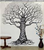 Indian black and white tree of life hook tapestry mandala window curtain valances room divider hook curtains