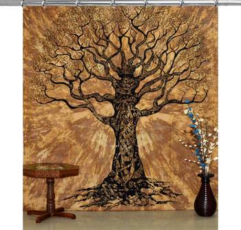 Tree of life tie dye curtains set decorative indian hook tapestry hook curtains wall hanging 1