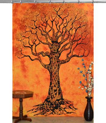 Tree of life print curtain valance set dorm hook tapestry drape balcony room decor curtain boho set hippie 1
