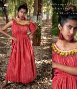 Red Lining Offshoulder Maxi Dress With Cotton Tazzel