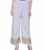 Color India White Gotta Palazzo Pants For Girl's