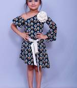 Multicolor printed crepe kids-frocks