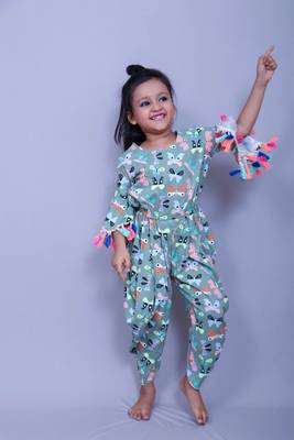 Multicolor printed cotton kids-frocks 1