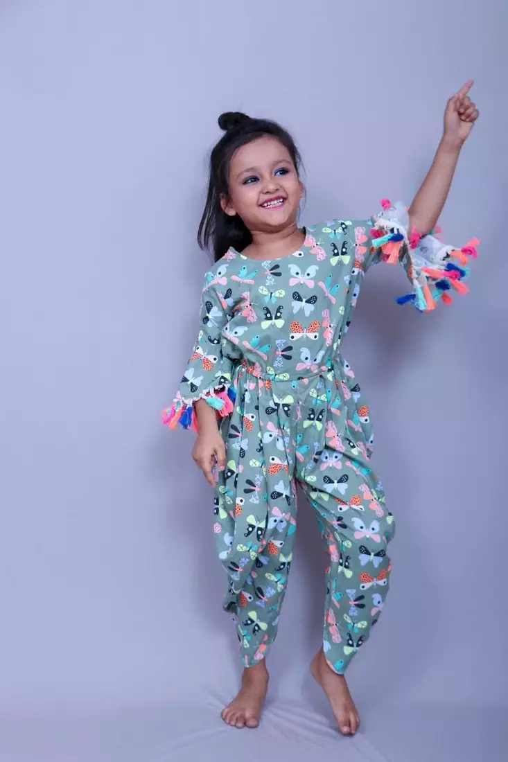 Multicolor printed cotton kids-frocks