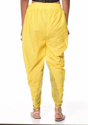Yellow Cotton Printed Dhoti Salwar 2