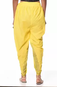 Yellow Cotton Printed Dhoti Salwar