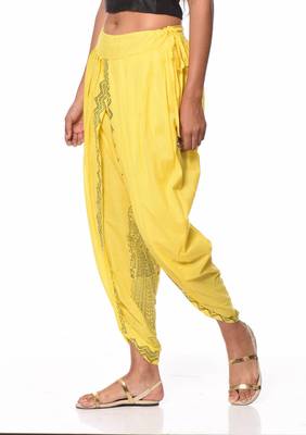 Yellow Cotton Printed Dhoti Salwar 3