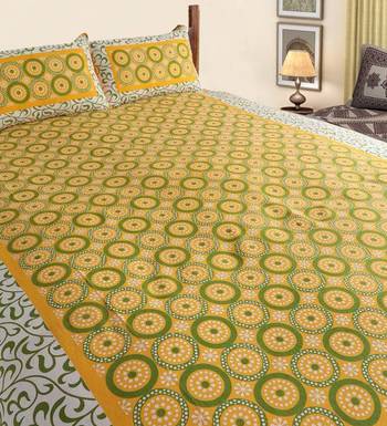 Rajasthani Bedsheets 100% Cotton Comfort Rajasthani Jaipuri Traditional Double Bedsheets With 2 Pillow Cover 2