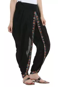 Black Cotton Embroidery Dhoti Salwar