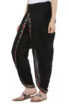 Black Cotton Embroidery Dhoti Salwar