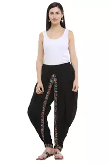 Black Cotton Embroidery Dhoti Salwar