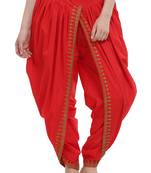 Red Cotton Embroidery Dhoti Salwar