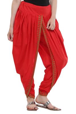 Red Cotton Embroidery Dhoti Salwar 3