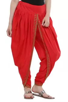Red Cotton Embroidery Dhoti Salwar