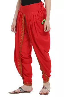 Red Cotton Embroidery Dhoti Salwar