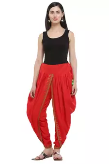 Red Cotton Embroidery Dhoti Salwar
