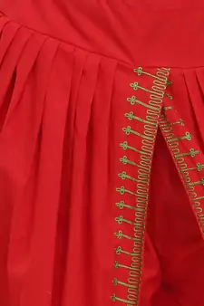 Red Cotton Embroidery Dhoti Salwar
