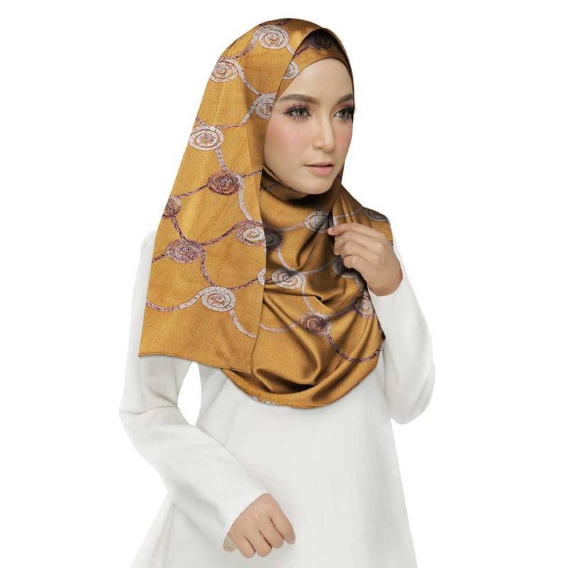 Yellow Cotton Islamic Style Stole Scarf Daily Wear Naqab Arabian Hijab