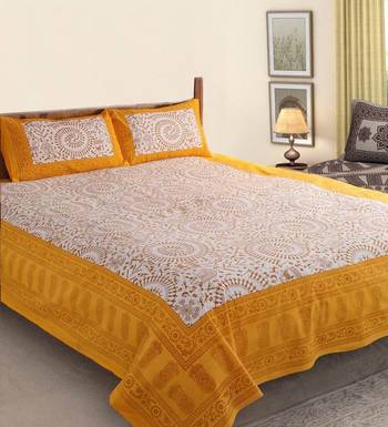 Kanha Bedsheet Rajasthani King Size Double Bedsheet With 2 Pillow Covers 1