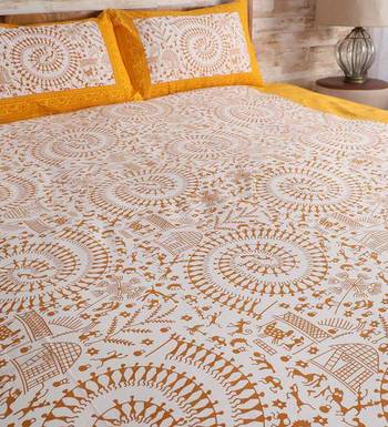 Kanha Bedsheet Rajasthani King Size Double Bedsheet With 2 Pillow Covers 2