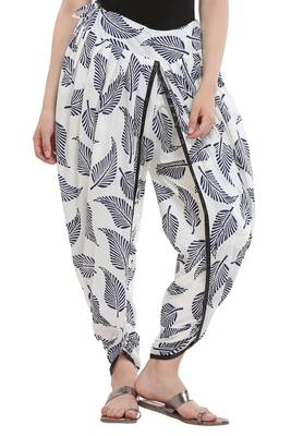 White Cotton Printed Dhoti Salwar 1