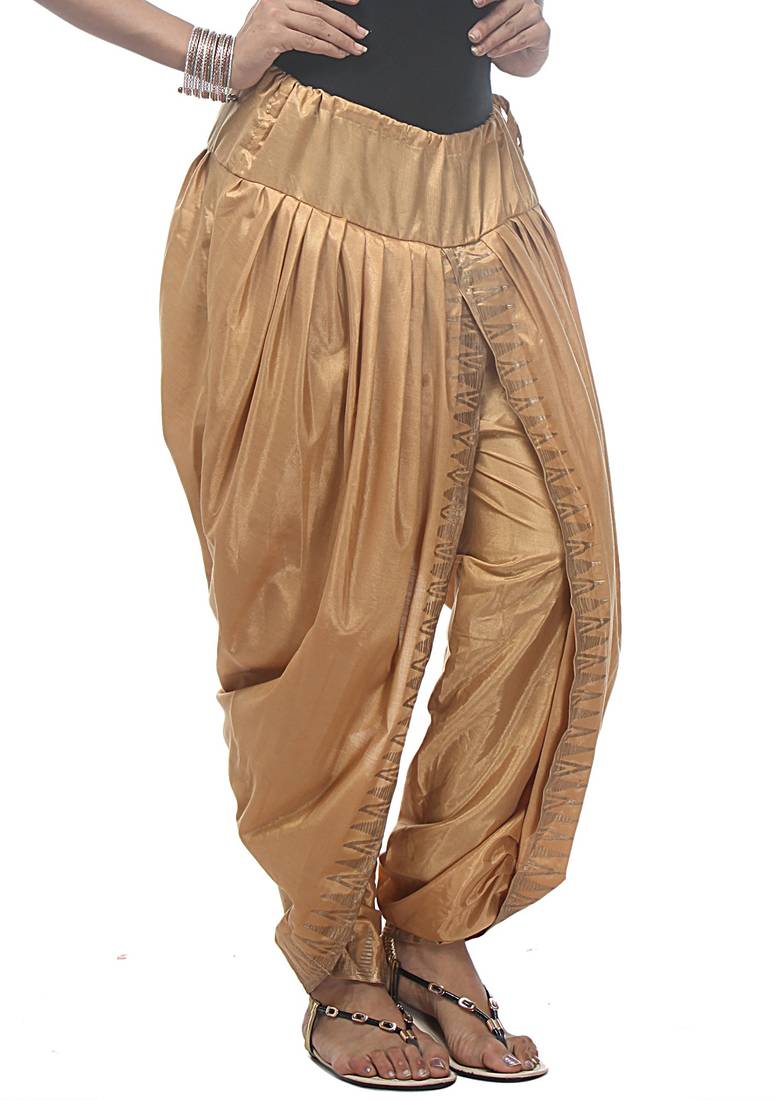 Beige Cotton Printed Dhoti Salwar