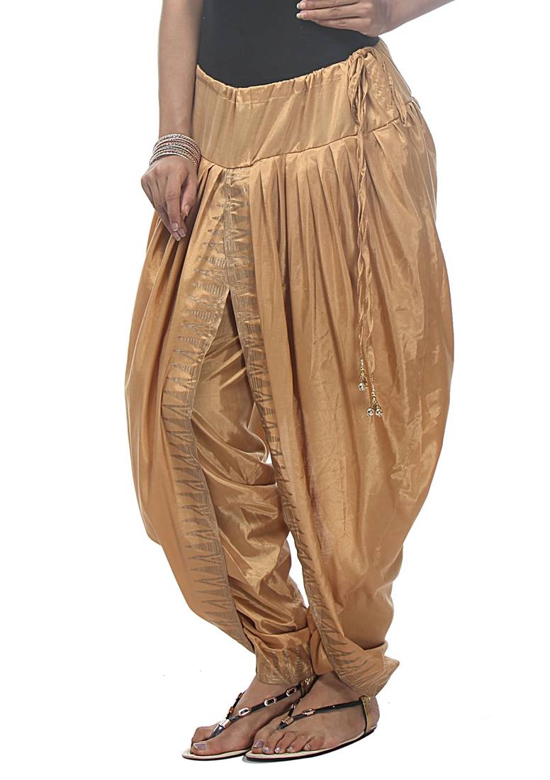 Beige Cotton Printed Dhoti Salwar