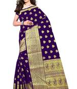 Royal Blue Woven Banarasi Saree With Blouse