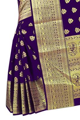 Royal Blue Woven Banarasi Saree With Blouse 3