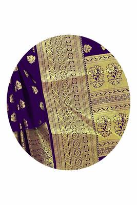 Royal Blue Woven Banarasi Saree With Blouse 4
