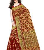 Red Woven Banarasi Saree With Blouse