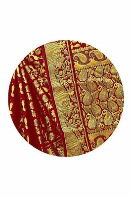 Red Woven Banarasi Saree With Blouse 4