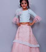 Light pink embroidered organza stitched lehenga