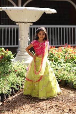 Green embroidered organza stitched lehenga 1