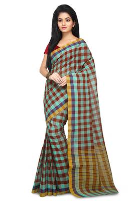 Multicolor hand woven cotton saree without blouse 1