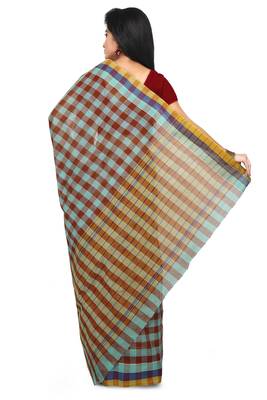 Multicolor hand woven cotton saree without blouse 2
